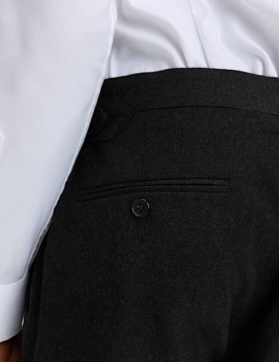 Regular Fit Pure Wool Flannel Suit Trousers