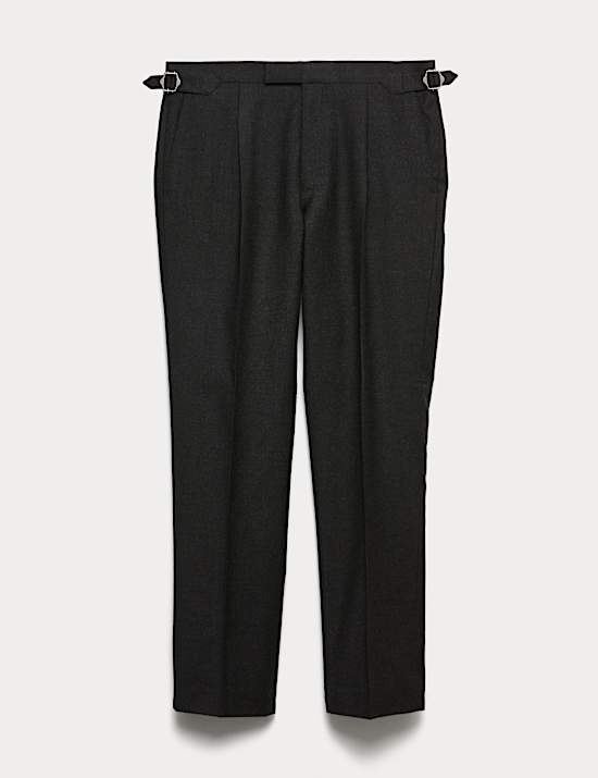 Regular Fit Pure Wool Flannel Suit Trousers