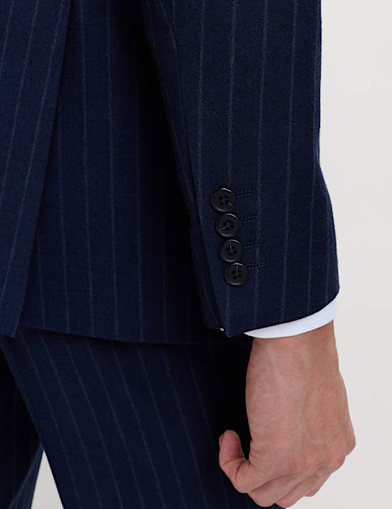 Regular Fit Pure Wool Pinstripe Suit Jacket