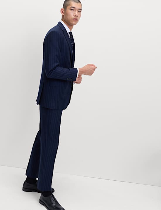 Regular Fit Pure Wool Pinstripe Suit Jacket