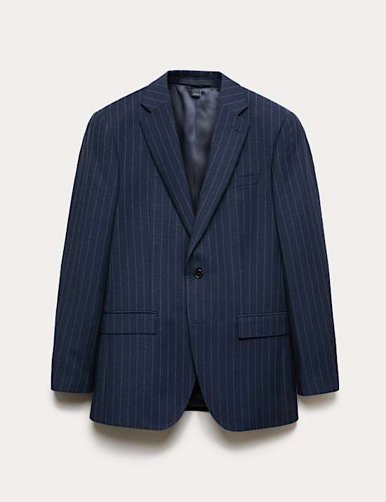 Regular Fit Pure Wool Pinstripe Suit Jacket