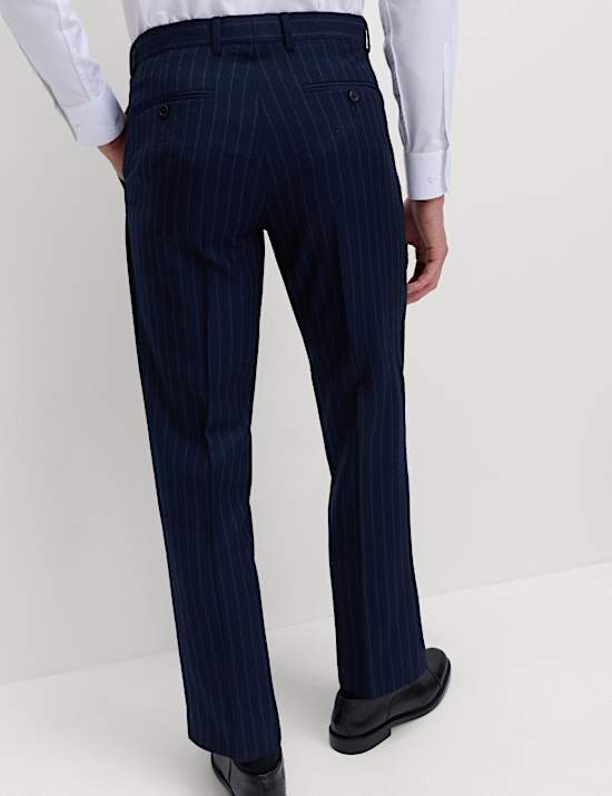 Regular Fit Pure Wool Striped Suit Trousers