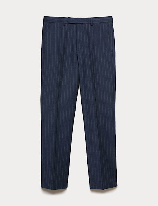 Regular Fit Pure Wool Striped Suit Trousers