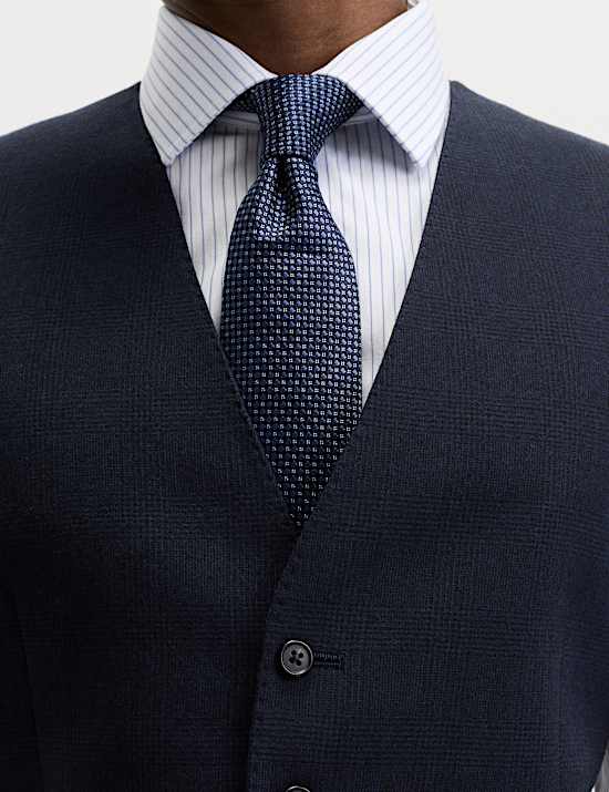 Slim Fit Pure Wool Checked Waistcoat