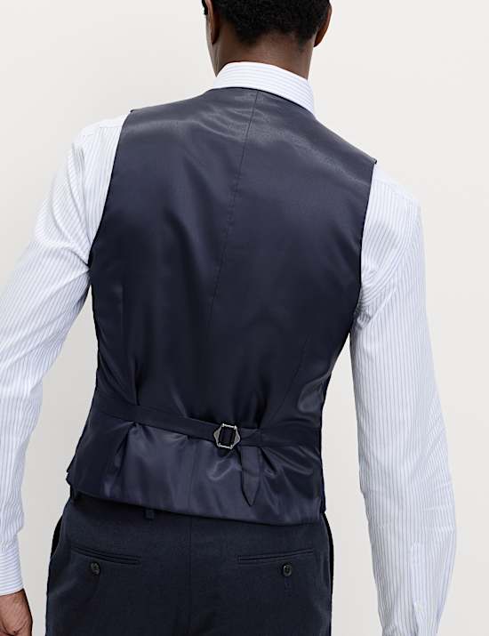 Slim Fit Pure Wool Checked Waistcoat