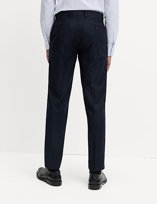 Slim Fit Pure Wool Checked Suit Trousers