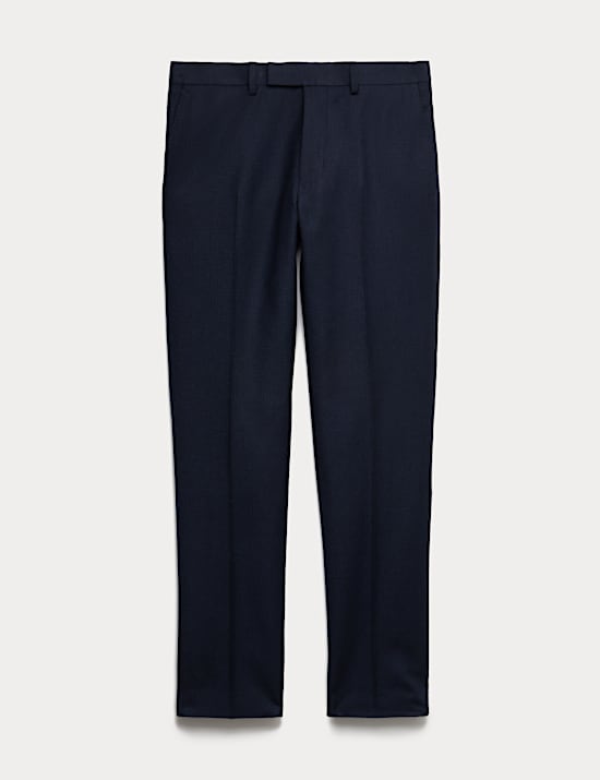 Slim Fit Pure Wool Checked Suit Trousers