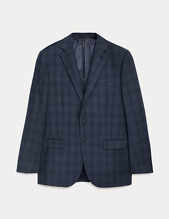 Regular Fit Pure Wool Check Suit Jacket