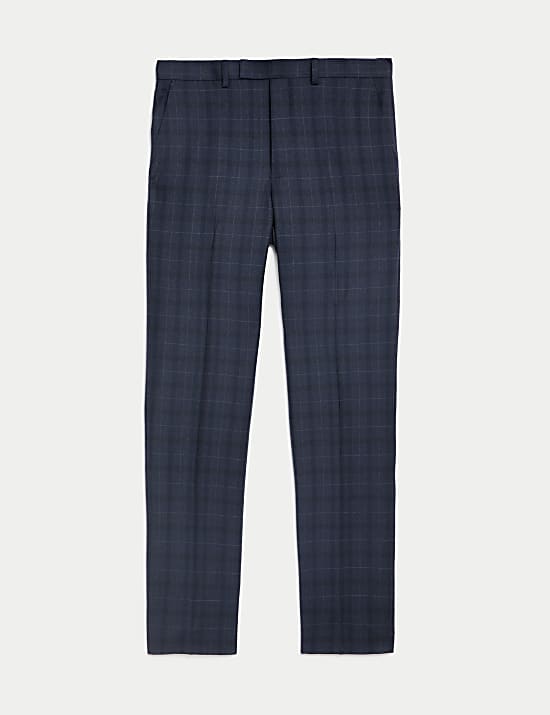 Regular Fit Pure Wool Check Suit Trousers