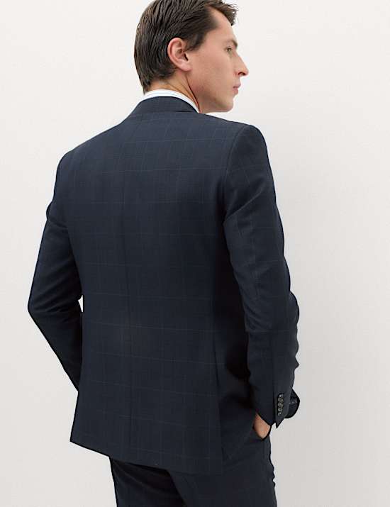 Regular Fit Pure Wool Checked Suit Jacket