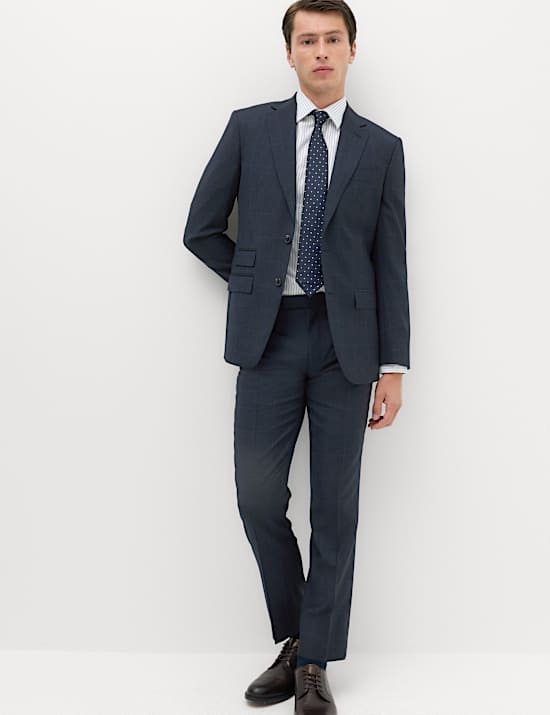 Regular Fit Pure Wool Checked Suit Jacket