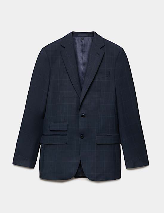 Regular Fit Pure Wool Checked Suit Jacket