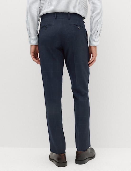 Regular Fit Pure Wool Check Suit Trousers