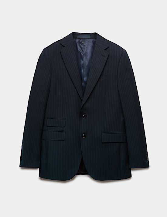 Veste tailleur 100 % laine coupe standard &agrave; rayures