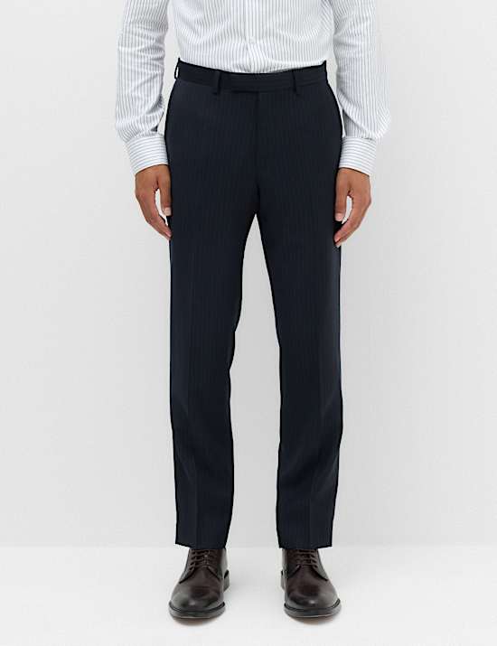 Regular Fit Pure Wool Striped Suit Trousers