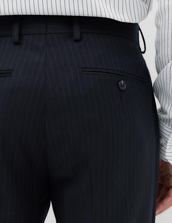 Regular Fit Pure Wool Striped Suit Trousers