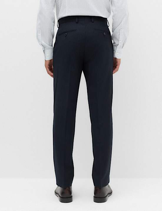 Regular Fit Pure Wool Striped Suit Trousers