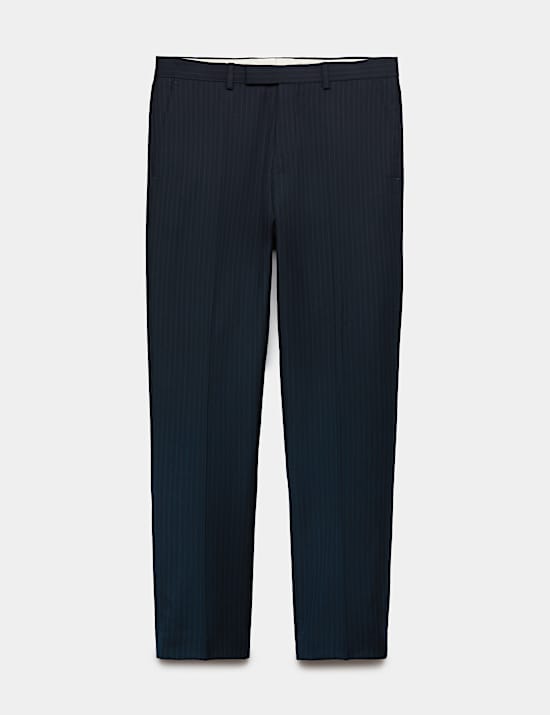 Regular Fit Pure Wool Striped Suit Trousers