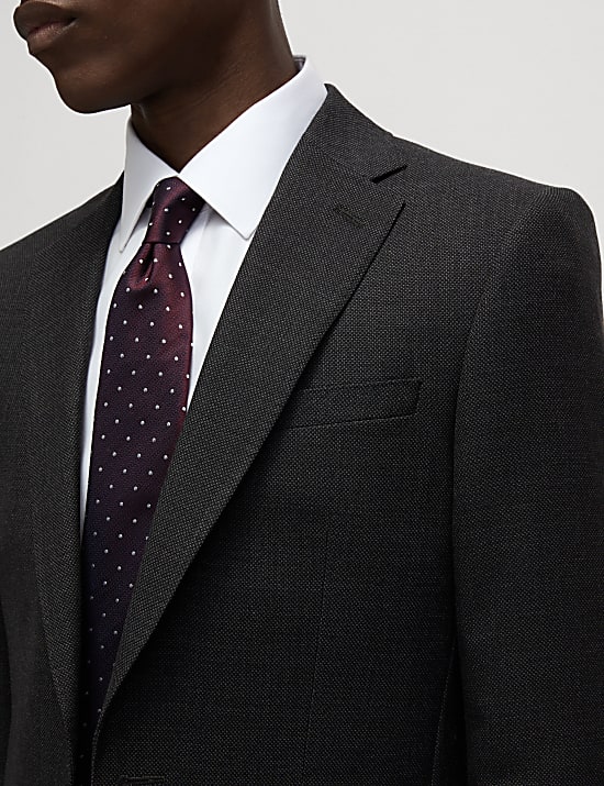 Slim Fit Pure Wool Textured Suit Jacket