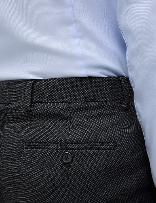 Regular Fit Pure Wool Textured Suit Trousers