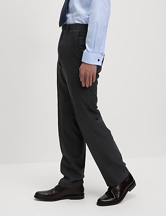 Regular Fit Pure Wool Textured Suit Trousers