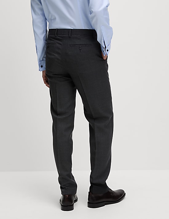 Regular Fit Pure Wool Textured Suit Trousers