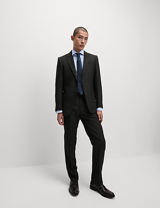 Regular Fit Pure Wool Textured Suit Trousers