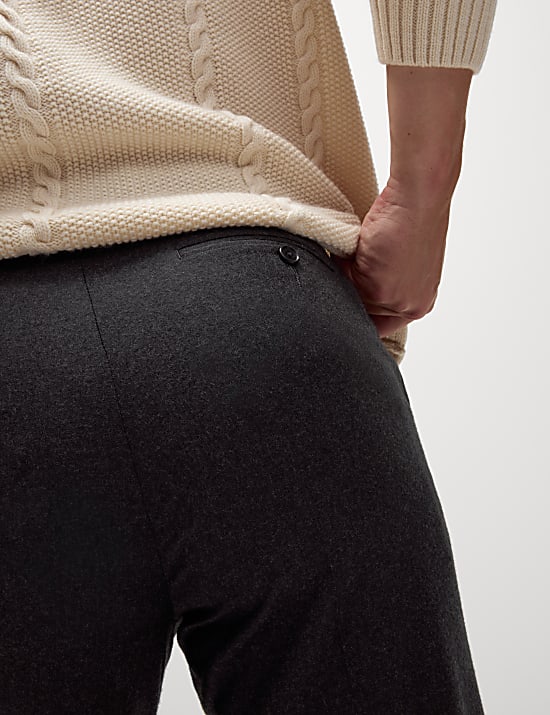 Celana Panjang Setelan Bertekstur Wol Murni Regular Fit