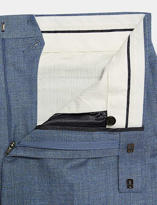 Regular Fit Wool Rich Linen Blend Suit Trouser