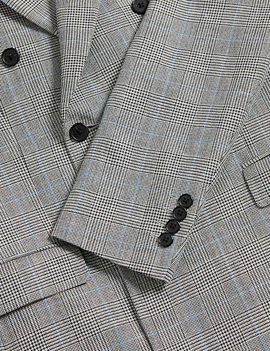 Slim Fit Wool Blend Check Suit Jacket