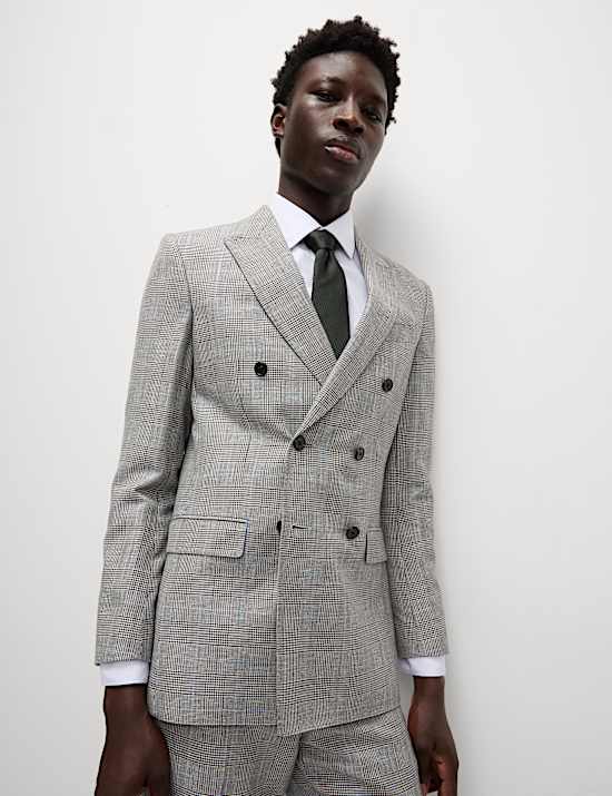 Slim Fit Wool Blend Check Suit Jacket