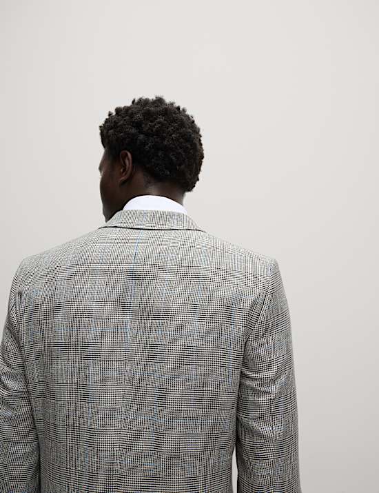 Slim Fit Wool Blend Check Suit Jacket