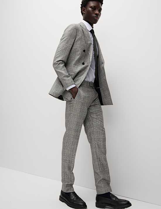 Slim Fit Wool Rich Check Suit Trousers