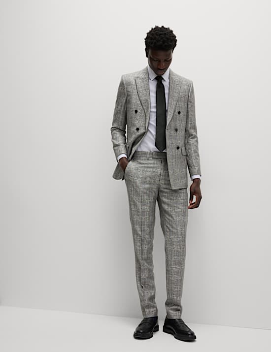 Slim Fit Wool Rich Check Suit Trousers