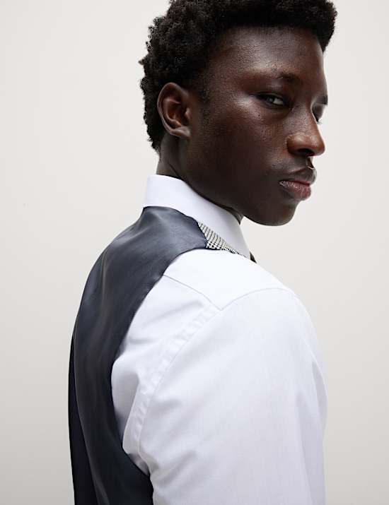 Slim Fit Wool Rich Check Waistcoat