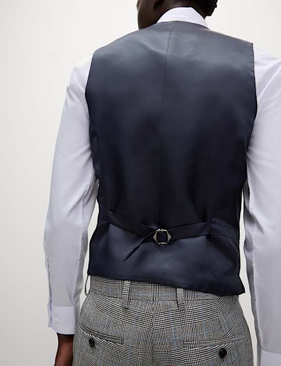 Slim Fit Wool Rich Check Waistcoat