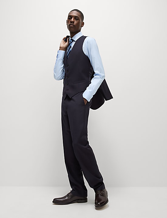 Regular Fit Pure Wool Textured Waistcoat