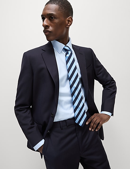 Regular Fit Herringbone Pure Wool Suit Jacket