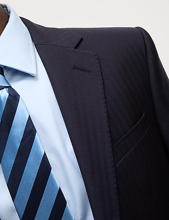 Regular Fit Herringbone Pure Wool Suit Jacket