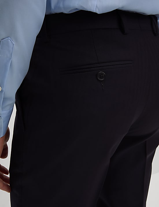 Slim Fit Pure Wool Herringbone Suit Trousers