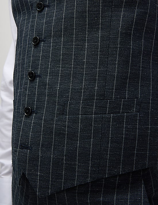 Wool Linen Blend Pinstripe Waistcoat