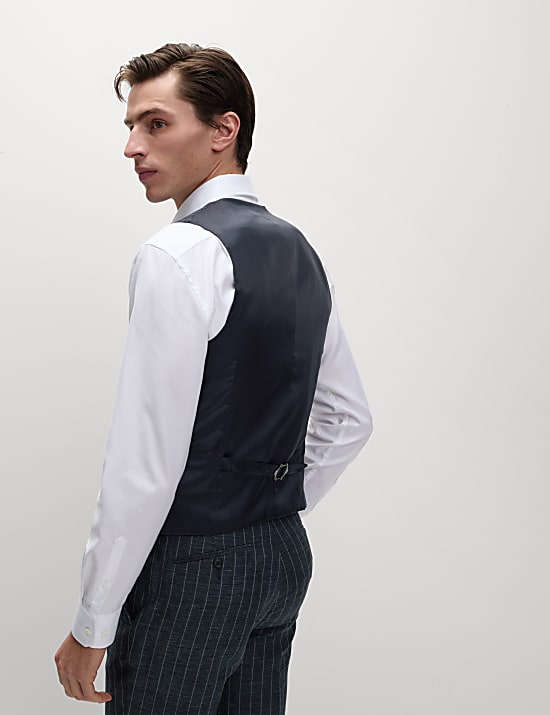 Wool Linen Blend Pinstripe Waistcoat