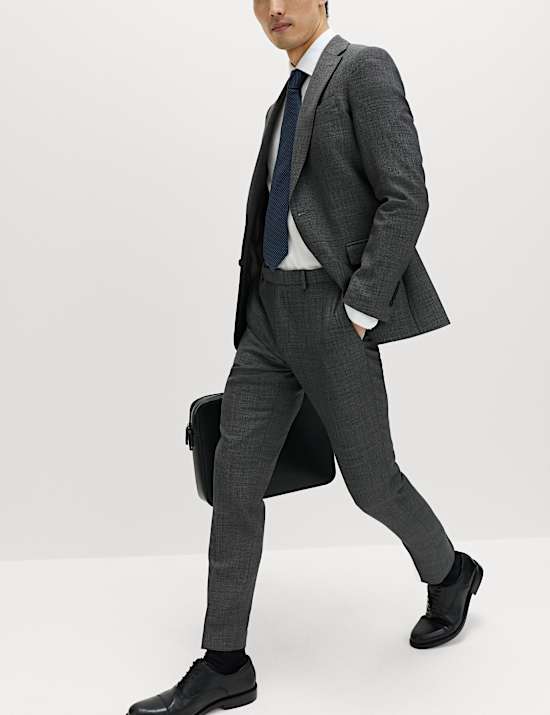 Slim Fit Pure Wool Suit Trousers
