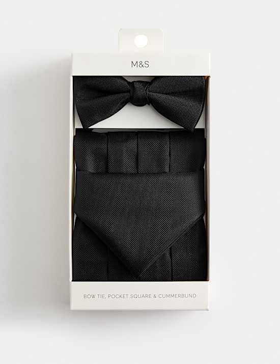 Textured Bow Tie, Handkerchief, and Cummerbund Set