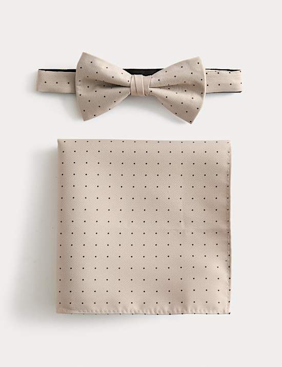 Polka Dot Bow Tie and Handkerchief Set