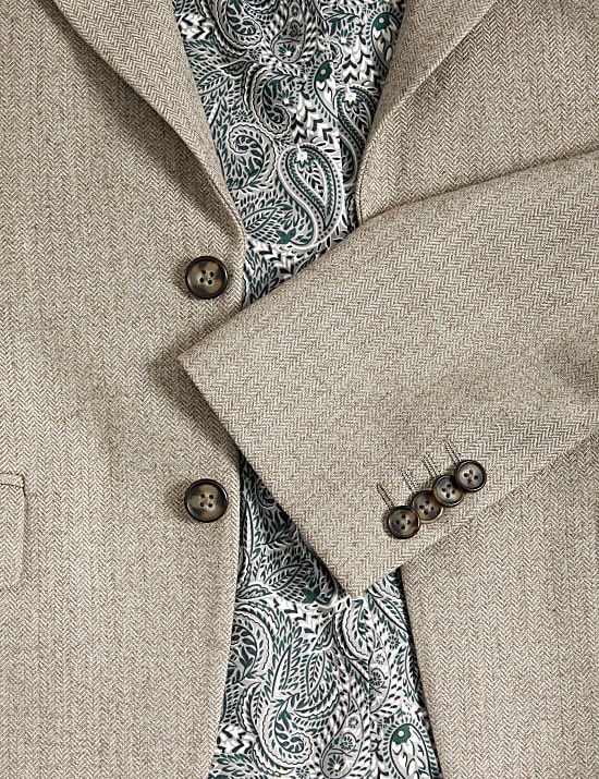 Marynarka o kroju slim fit w jodełkę z mieszanki wełny