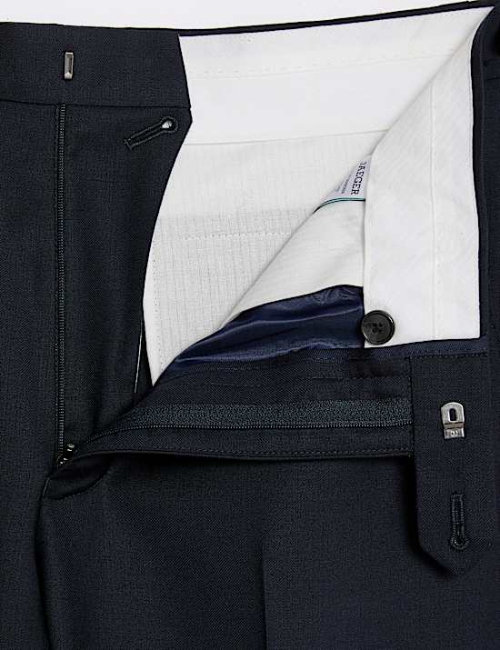 Tailored Fit Pure Wool Twill Suit Trousers