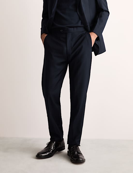 Tailored Fit Pure Wool Twill Suit Trousers