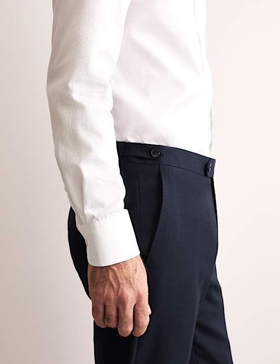 Tailored Fit Pure Wool Twill Suit Trousers
