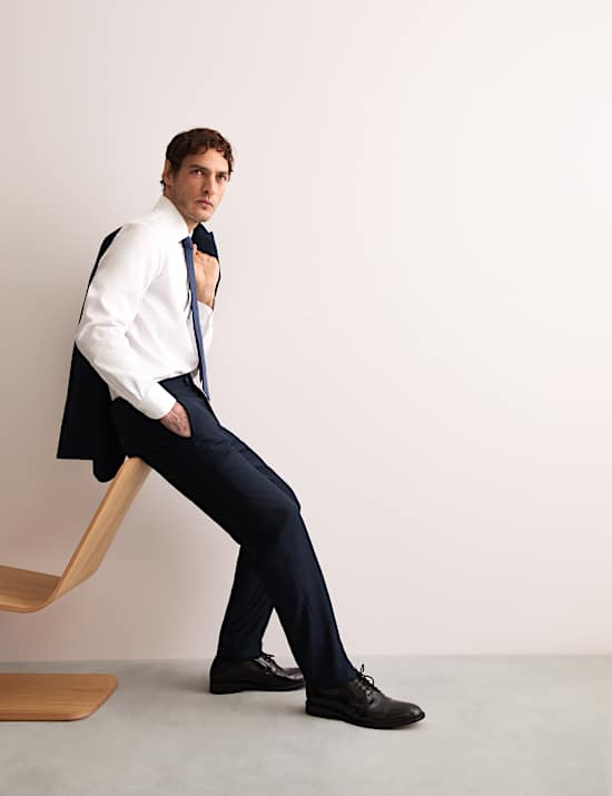 Tailored Fit Pure Wool Twill Suit Trousers